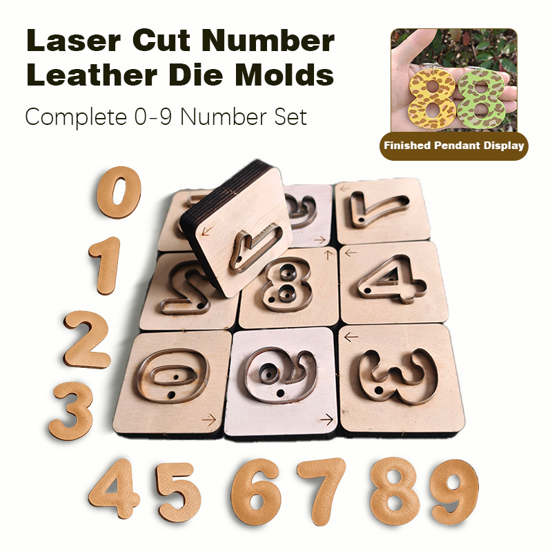 Monogram Keychain Leather - قالب قطع جلدي للأرقام من 0-9،